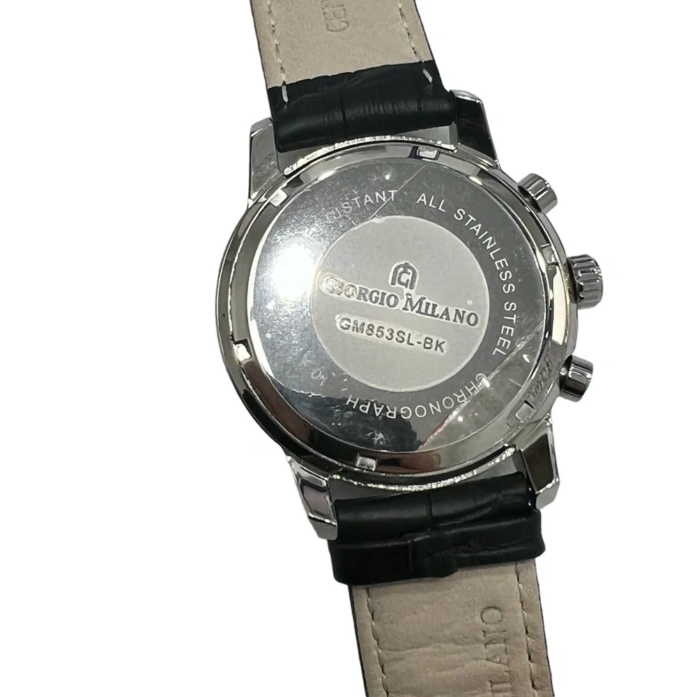 GIORGIO MILANO STAINLESS STEEL CHRONOGRAPH BLACK DIAL QUARTZ WATCH GM853SLBK